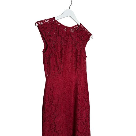 Shoshanna Size 0 Red Rose Lace Euro Summer Long Gown Dress Gala Special Birthday - Picture 4 of 15